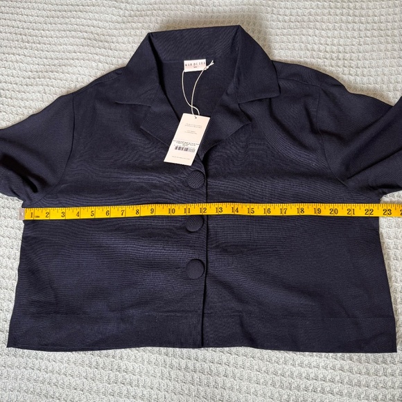 NWT Mar de Lua Arlet Shirt Womens Small Medium Navy Blue Cropped Boxy Resort Top - Picture 5 of 7
